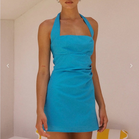 NWT Runaway the Label Blue halter mini dress - Picture 5 of 6